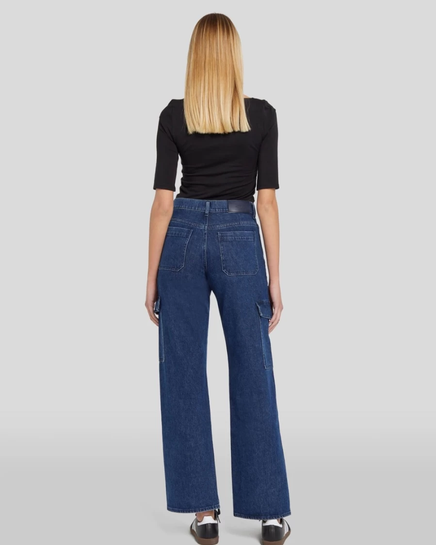 7 For All Mankind Women's Tess Cargo Jean In Undercover Denim Pants