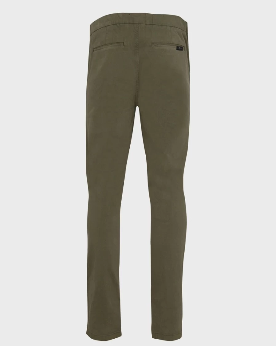 7 For All Mankind Men's Luxe Performance Slim Fit Tapered Olive Sateen Chino Pants