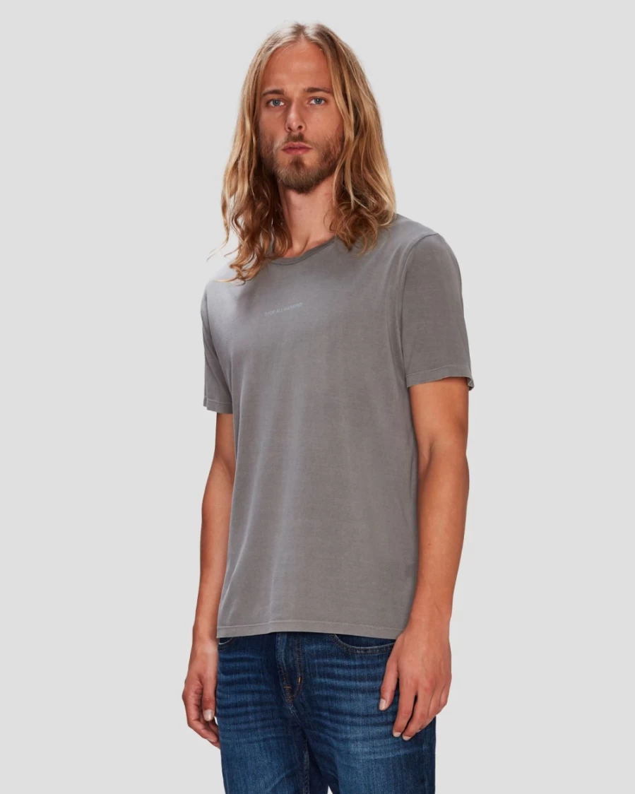 7 For All Mankind Men's Grey Mineral Wash Organic Cotton T-Shirt