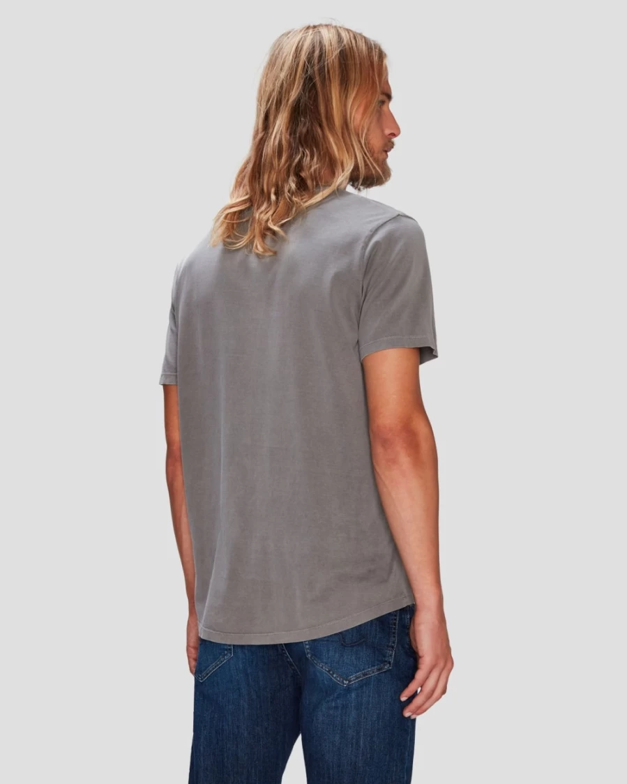 7 For All Mankind Men's Grey Mineral Wash Organic Cotton T-Shirt