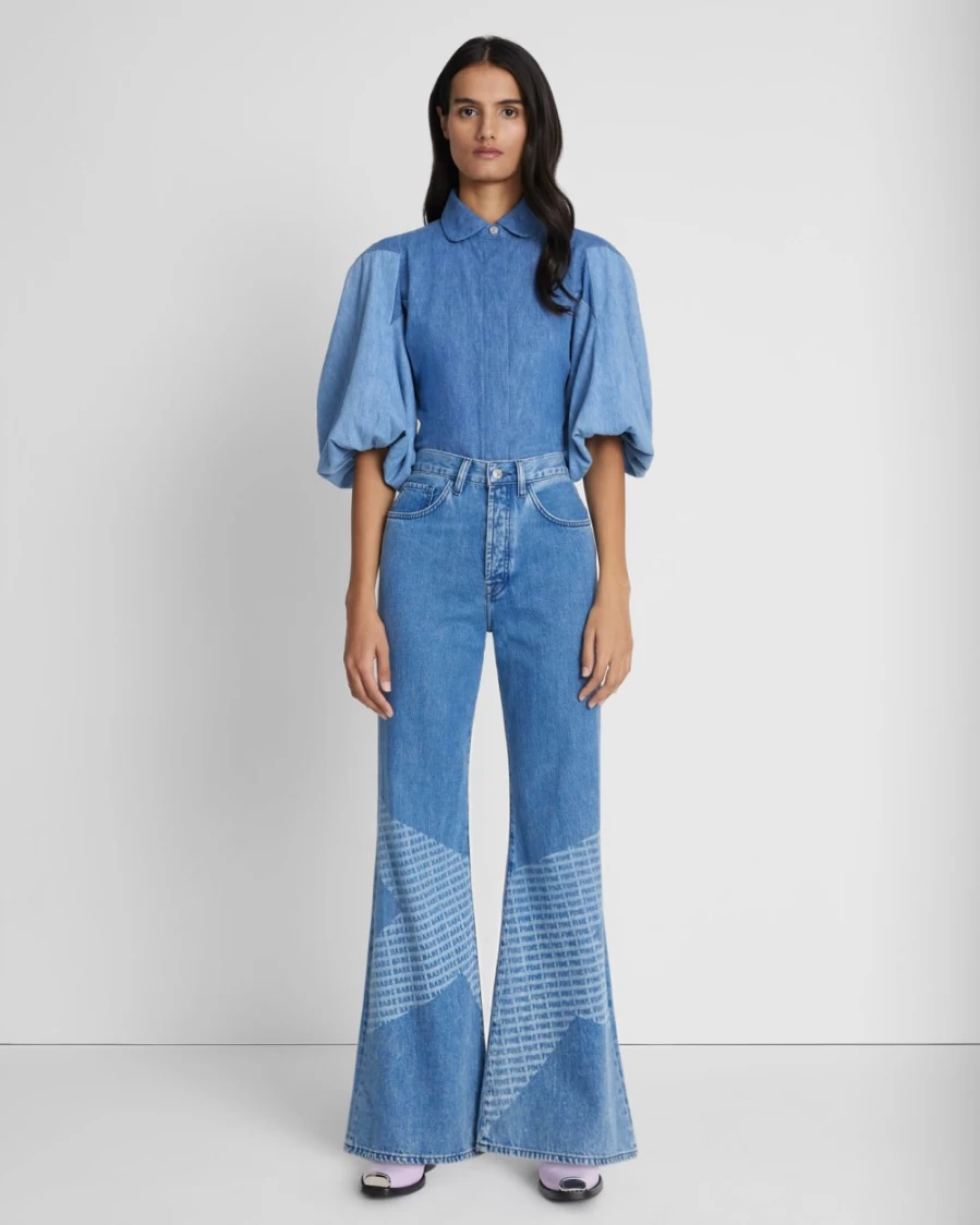 7 For All Mankind Women's Easy Flare Star Patchwork Jeans