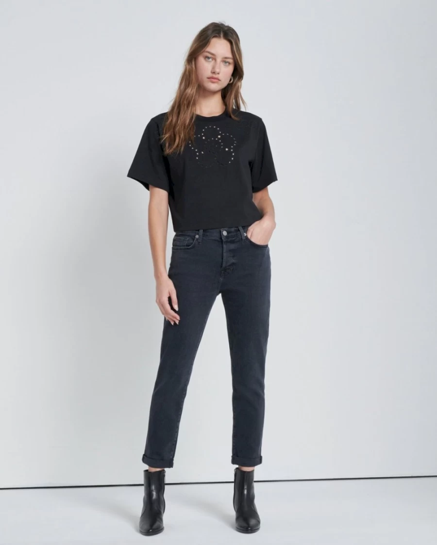 7 For All Mankind Women's Luxe Vintage Josefina Distressed Denim Jeans in Light Wash