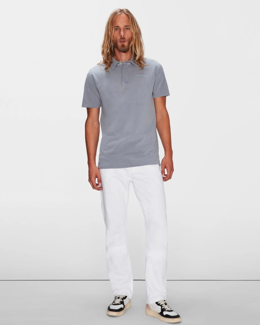7 For All Mankind Men's French Blue Mineral Wash Polo Shirt