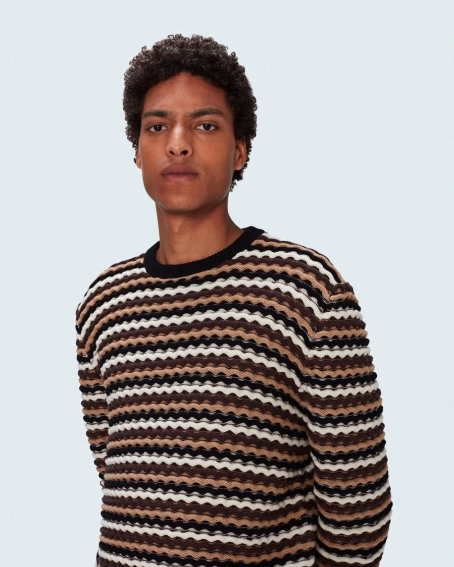 7 For All Mankind Men's Wave Knit Multi-Color Sweater