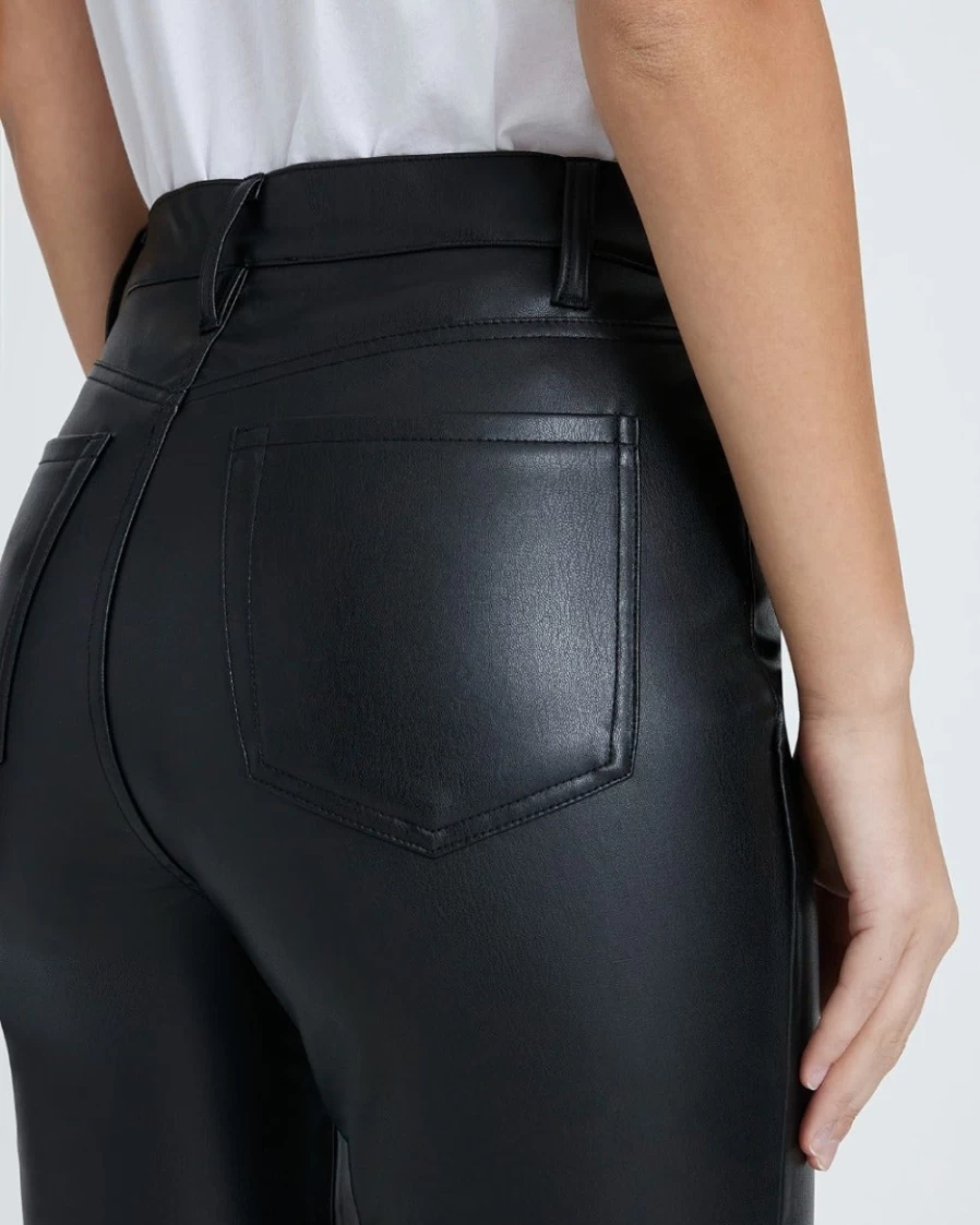7 For All Mankind Women's Vegan Faux Leather Slim Fit Black Pants
