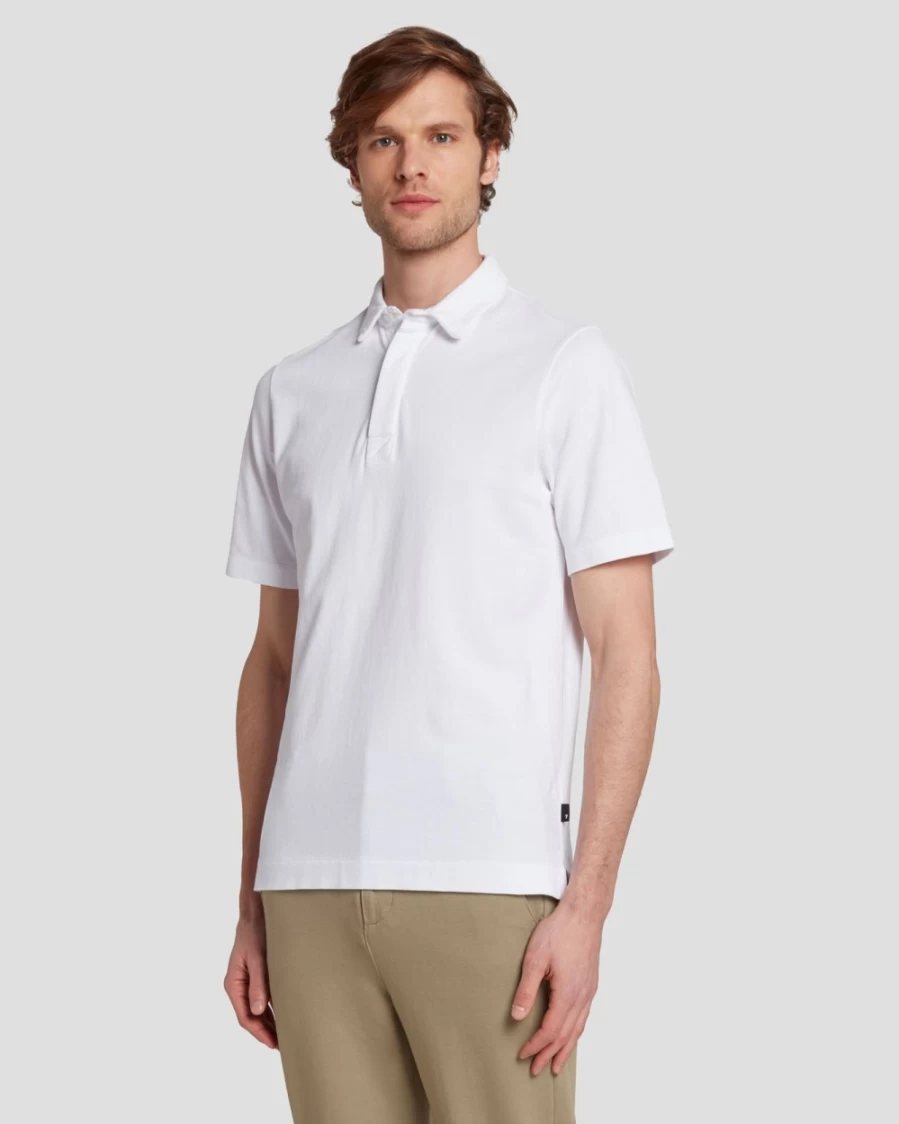 7 For All Mankind Men's White Pique Knit Polo Shirt
