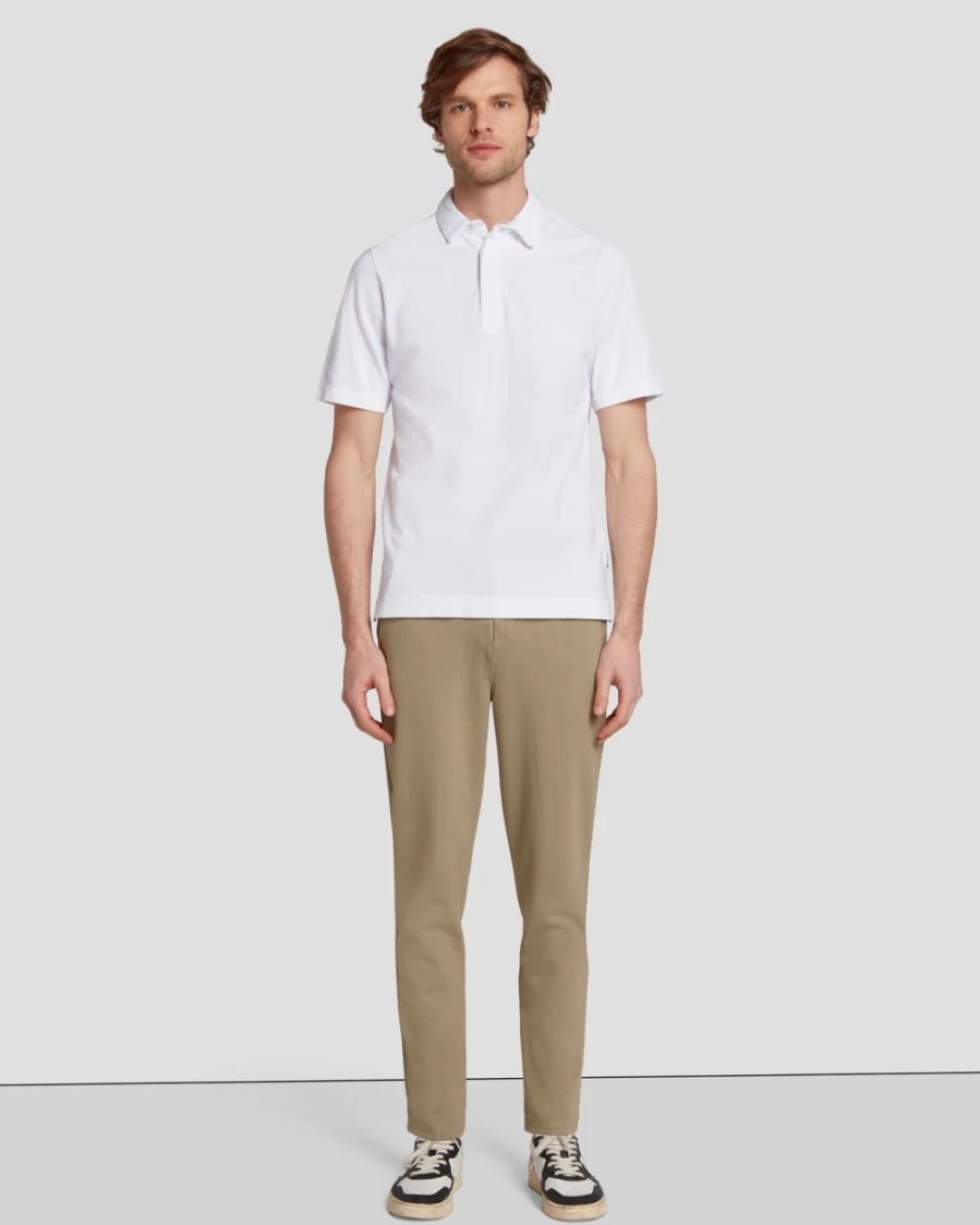 7 For All Mankind Men's White Pique Knit Polo Shirt