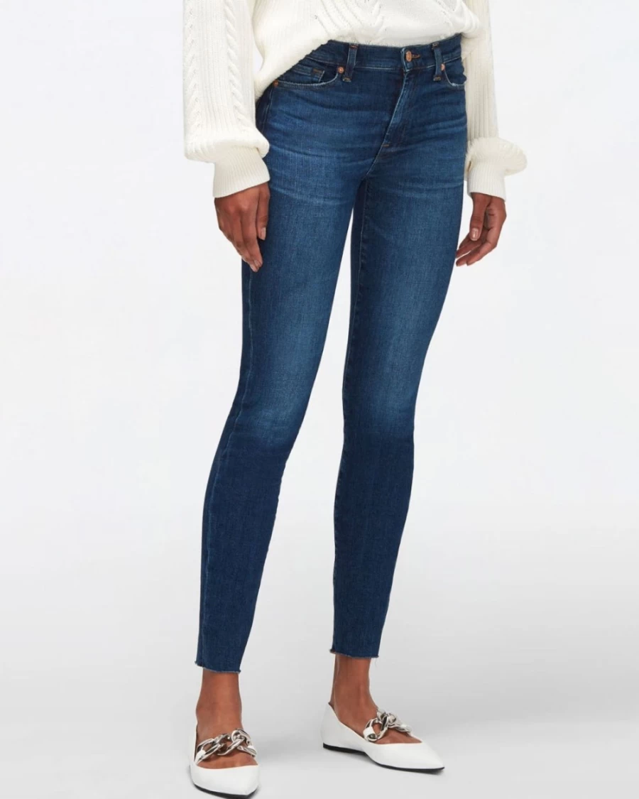 7 For All Mankind Women's High Waist Slimming Skinny Jeans - Highline Stretch Denim Pants