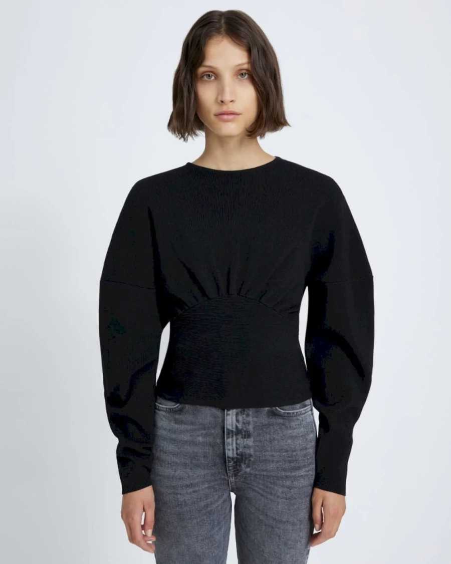 7 For All Mankind Women's Black Bodycon Ribbed Sweater
