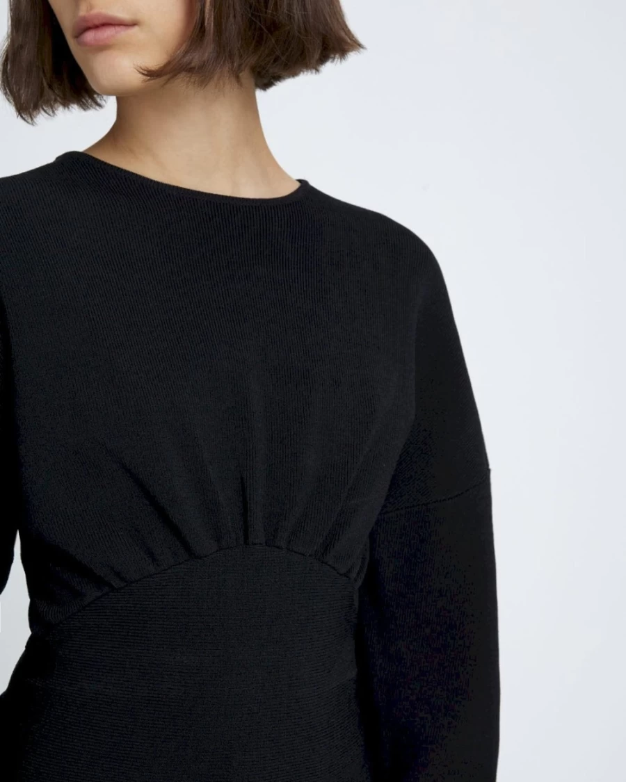 7 For All Mankind Women's Black Bodycon Ribbed Sweater