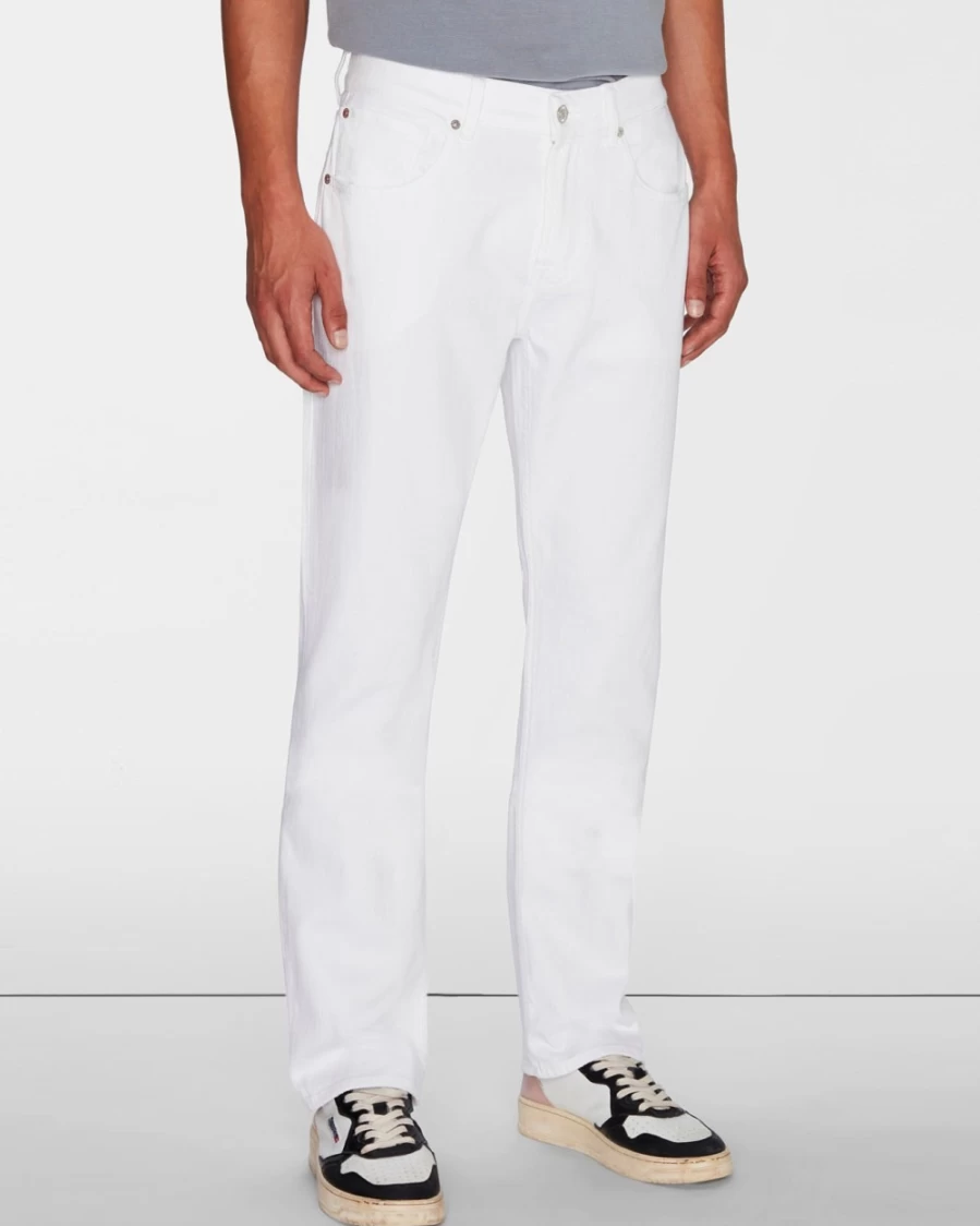 7 For All Mankind Men's Straight Fit White Banter Jeans