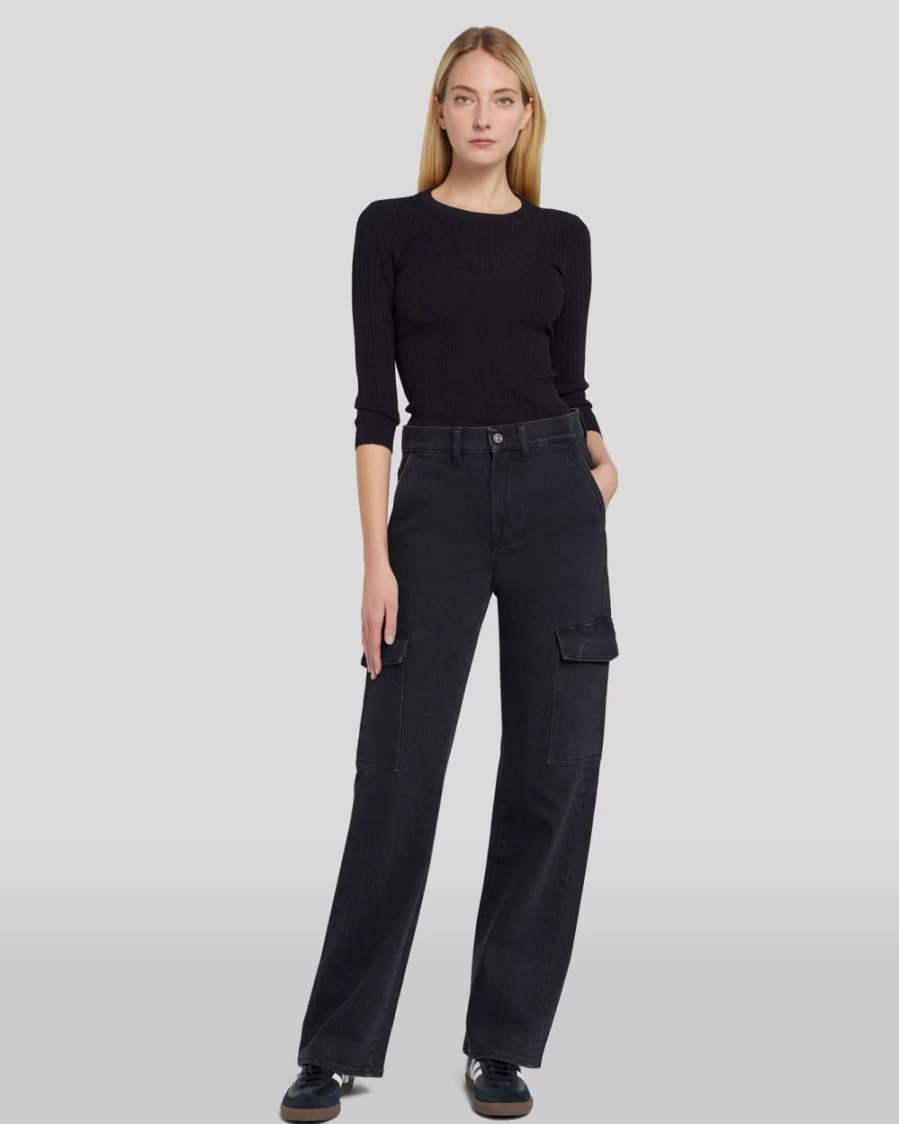 7 For All Mankind Women's Tess Cargo Jeans in Collide Wash