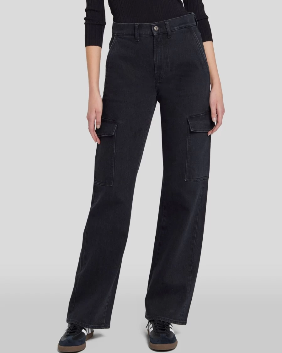 7 For All Mankind Women's Tess Cargo Jeans in Collide Wash