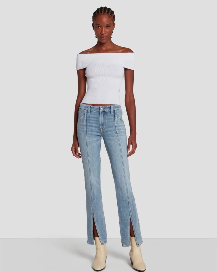7 For All Mankind Women's De Ville Broken Twill Kimmie Straight Leg Jeans