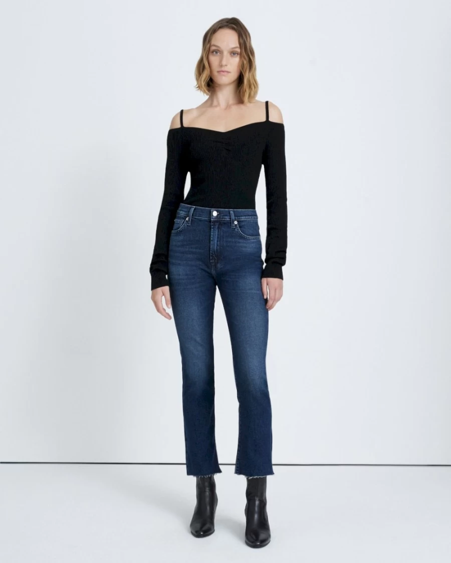 7 For All Mankind Women's Luxe Vintage High Waist Slim Kick Jeans in Blueland Wash