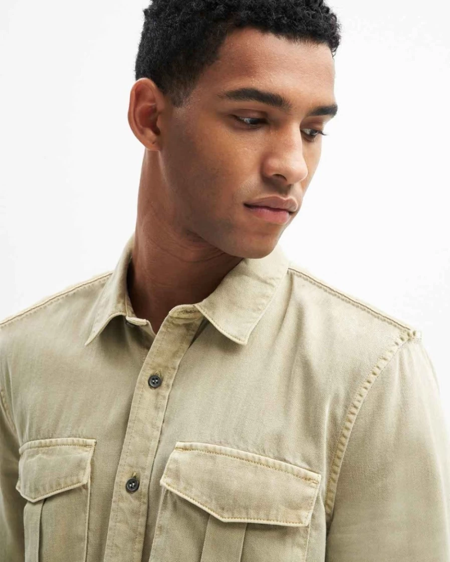 7 For All Mankind Men's Sand Double Pocket Shirt