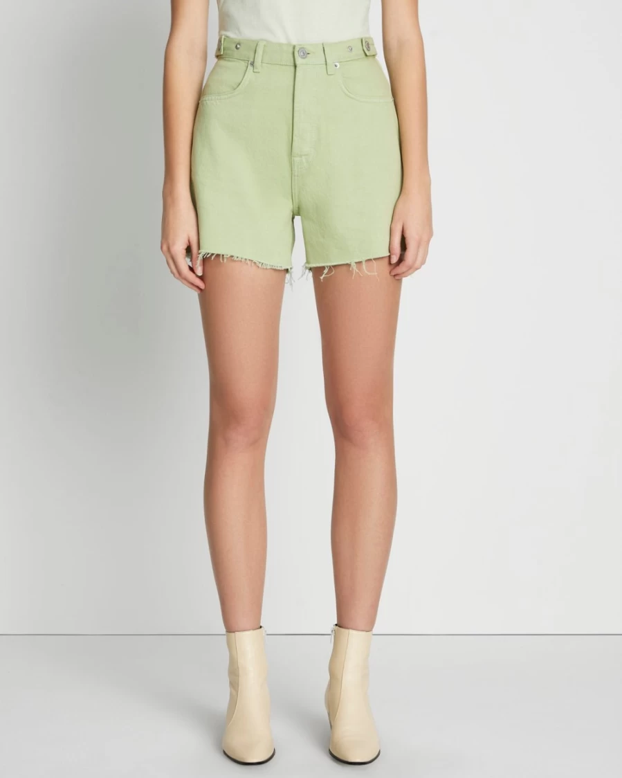 7 For All Mankind Women's Ruby Easy Shorts in Sea Foam Green - Comfortable Casual Denim Shorts