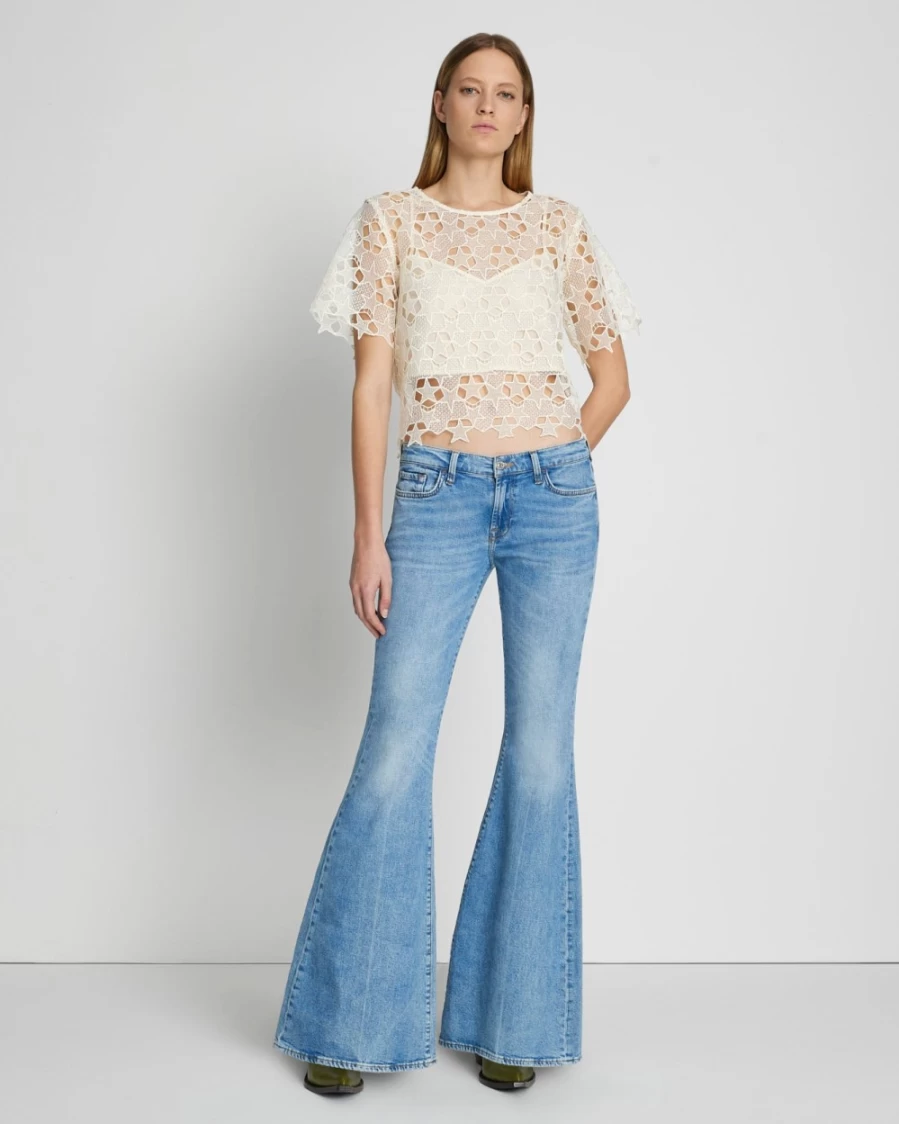 7 For All Mankind Women's Low Rise Flare Jeans in Chamberlain Wash